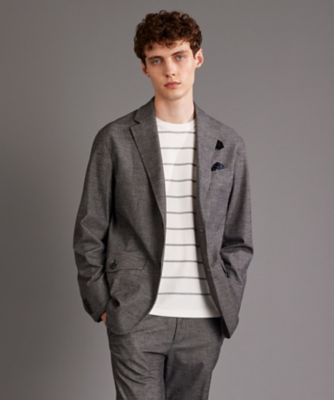 ＜JOSEPH ABBOUD (Men) ＞【洗える】コットンカスリボーダー　クルーネック　ニット（ＫＲＪＬＳＷ０２０１）