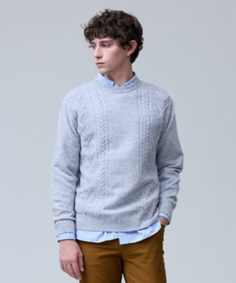 Cash Lamb's Wool】ケーブルクルーネック ニット＿25年