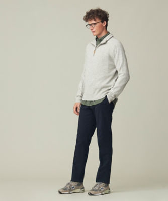 Cash Lamb's Wool】畔編みハーフジップ ニット