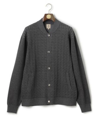 ＜J.PRESS (Men)＞【ＫＩＮＧ　ＳＩＺＥ】【ストレッチ性　／　イージーケア】【ＦＬＥＸ　ＹＡＲＮ】ケーブルニットブルゾン型カーディガン（ＫＲＯＸＣＷ０２０８）