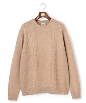 KING SIZE】【Cash Lamb's Wool】ケーブルクルー