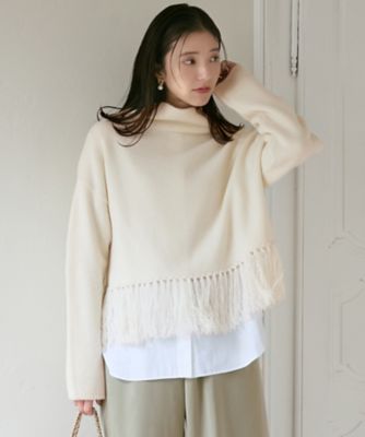 ＜23区 L (Women/大きいサイズ)＞【ＳＬＯＷ／一部店舗限定】ニットトータル　フリンジ　ニット（ＫＲＳ１ＣＷ０９５１）