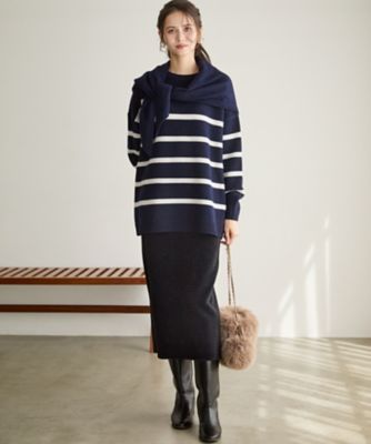 SLOW／一部店舗限定】ソフトウール ボーダー ニット