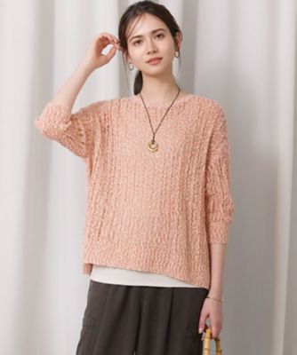 ＜23区 L (Women/大きいサイズ)＞【ＳＬＯＷ／一部店舗限定】エンブロイダリープルオーバー　サマー　ニット（ＫＲＳ１ＬＭ０９５９）