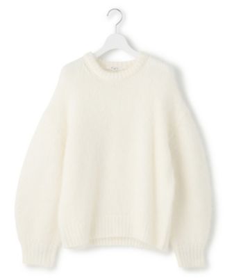 thisisneverthat M ホワイト モヘヤ ニット SLOW／一部店舗限定】チャンキーモヘヤ ニット