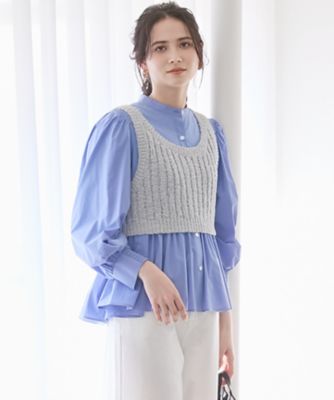 23区 S (Women/小さいサイズ)/ニジュウサンク エス 【SLOW/一部店舗限定】リボンヤーン ニット ビスチェ(KRS2GM0931)