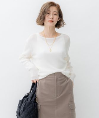 ＜23区 S (Women/小さいサイズ)＞【ＳＬＯＷ／一部店舗限定】シアーリブ　ボートネックニット（ＫＲＳ２ＳＡ０９３４）