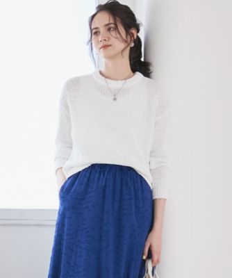 ＜23区 (Women)＞【ＳＬＯＷ／一部店舗限定】リボンヤーン　クルーネック　ニット（ＫＲＳＷＧＭ０９３０）