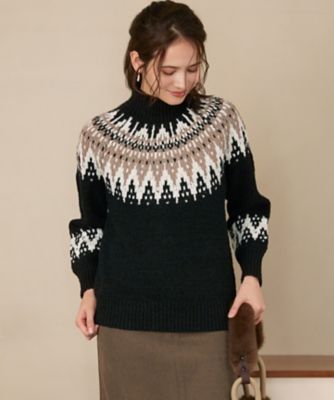 23区 (Women)/ニジュウサンク【SLOW/一部店舗限定】ジャカード ハイネック ニット(KRSWGW0953) 505_クロ トップス【三越伊勢丹/公式】