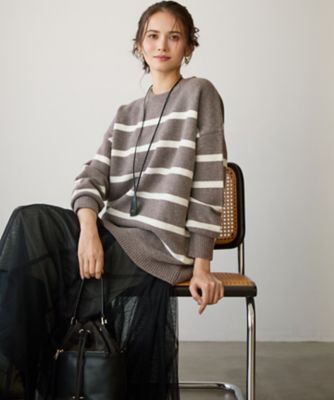 SLOW／一部店舗限定】ソフトウール ボーダー ニット