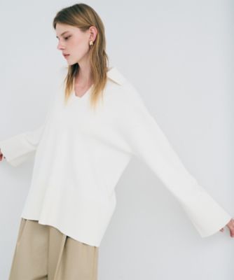 ＜uncrave (Women)＞スウェットライクニット　スキッパートップス（ＫＲＵＶＬＳ０２０６）