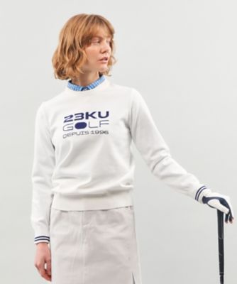 23区GOLF/ニジュウサンクゴルフ 【WOMEN】【ウォッシャブル】ロゴインターシャ ポリエステルニット(KRVLCS0204)