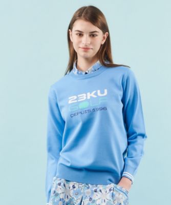 ＜三越伊勢丹/公式＞ 23区GOLF/ニジュウサンクゴルフ ロゴインターシャ ポリエステルニット 072_スカイブルー スポーツウェア【三越伊勢丹/公式】