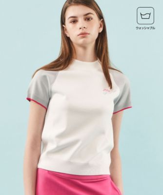 23区GOLF/ニジュウサンクゴルフ 【WOMEN】【ウォッシャブル】バイカラー モックネック ニット(KRVLCS0318)