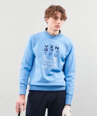 【ＭＥＮ】【ウォッシャブル】ロゴインターシャ　ポリエステルニット（ＫＲＶＴＣＳ０２０１）