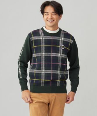 23区GOLF/ニジュウサンクゴルフ 【MEN】チェックジャガード クルーネック  ニット(KRVTCW0421)
