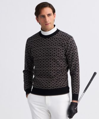 23区GOLF/ニジュウサンクゴルフ モノグラムジャカードニット(KRVTGW0411) 505_クロ スポーツウェア【三越伊勢丹/公式】