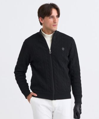 MEN】ケーブルジップアップカーディガン 防風裏地付き