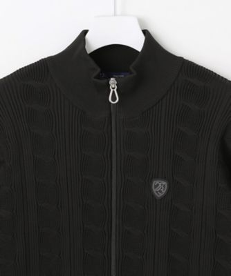 MEN】ケーブルジップアップカーディガン 防風裏地付き