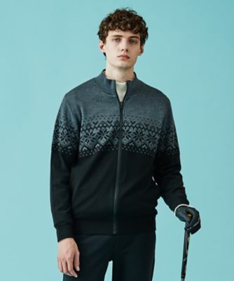 23区ゴルフ防風ノルディック柄リバーシブルブルゾン