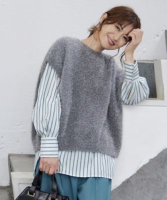 ＜自由区 S (Women/小さいサイズ)＞【洗える】フェザーラメ　ベスト（ＫＲＷ７ＣＡ０３５５）