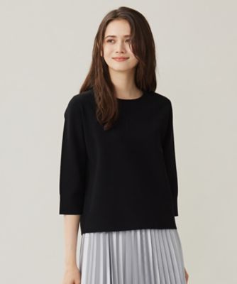 ＜自由区 S (Women/小さいサイズ)＞【アンサンブル対応・洗える】レーヨンストレッチ７分袖　ニット（ＫＲＷ７ＣＷ０４５６）