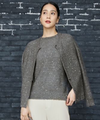 ＜自由区 S (Women/小さいサイズ)＞【アンサンブル対応・洗える】スパンコールニット　カーディガン（ＫＲＷ７ＣＷ０５５８）