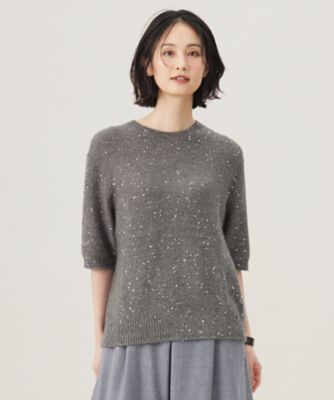 ＜自由区 S (Women/小さいサイズ)＞【アンサンブル対応・洗える】スパンコールプルオーバー　ニット（ＫＲＷ７ＣＷ０５５９）