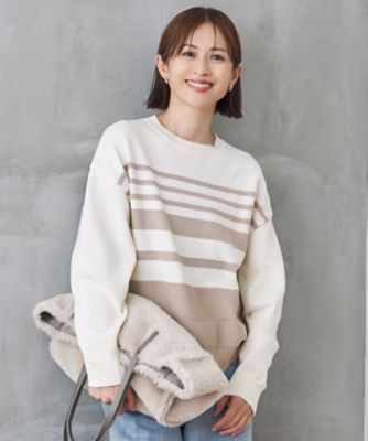 ＜自由区 S (Women/小さいサイズ)＞【洗える】コットンポリミドルゲージ　ニット（ＫＲＷ７ＧＭ０２５３）