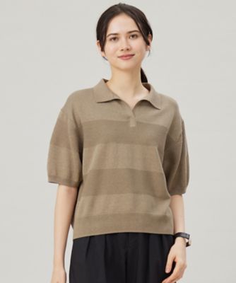 ＜自由区 S (Women/小さいサイズ)＞【洗える】ペーパーブレンドスキッパーポロ　ニット（ＫＲＷ７ＧＭ０５５４）