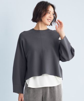 12G天竺コットンダブルフェイスセミラグランスリーブ セーター