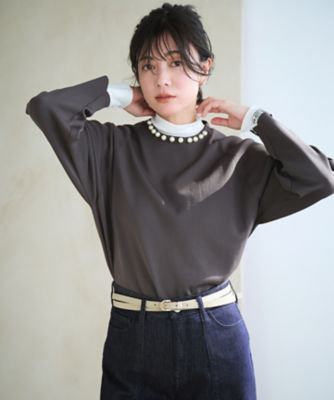 洗える】パールディティールプルオーバー ニット