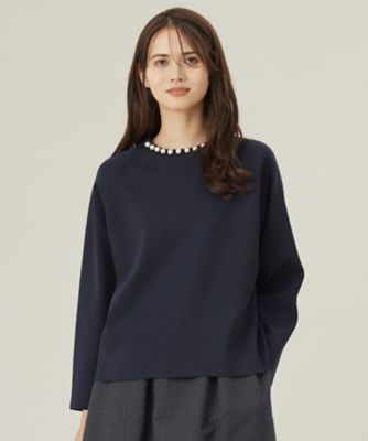 洗える】パールディティールプルオーバー ニット