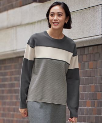 ＜自由区 S (Women/小さいサイズ)＞【カタログ掲載・洗える】モールコンビ　ニット（ＫＲＷ７ＧＳ００５８）