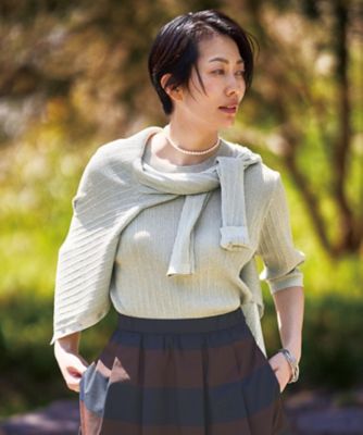 ＜自由区 (Women)＞【カタログ掲載・アンサンブル対応・洗える】グリッターリブプルオーバー　ニット（ＫＲＷＭＣＡ０２５２）