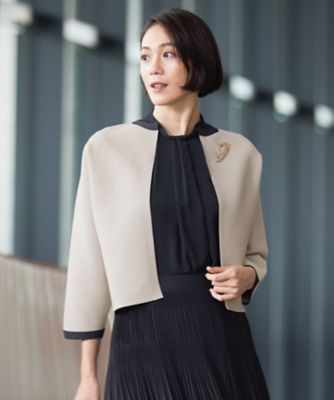 ＜自由区 (Women)＞【洗える】ポリエステルホールガーメントボレロ　ニット（ＫＲＷＭＣＡ０３５２）