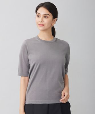 ＜自由区 (Women)＞【アンサンブル対応・洗える】シャインハイゲージ５分袖　ニット（ＫＲＷＭＣＭ０２５７）