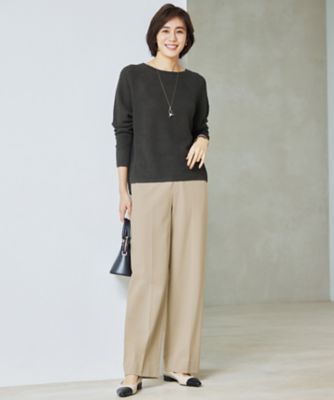 WEB限定カラーあり・洗える】リネンミドルゲージボートネック