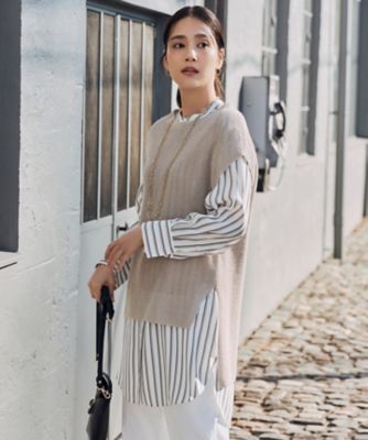 ＜自由区 (Women)＞【洗える】リネンミドルゲージニット　ベスト（ＫＲＷＭＣＭ０３５３）