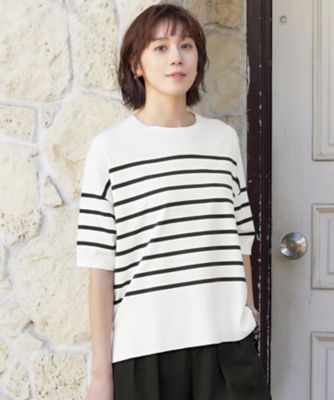 ＜自由区 (Women)＞【接触冷感・ＵＶカット・ＷＥＢ限定カラーあり】クレープストレッチプルオーバー　ニット（ＫＲＷＭＣＭ０４５２）