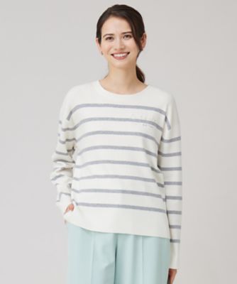 ＜自由区 (Women)＞【洗える】コットンウールハイゲージボーダー　ニット（ＫＲＷＭＣＷ０４６０）