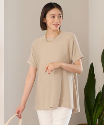 ＜自由区 (Women)＞【ＷＥＢ限定・洗える・ＸＳサイズあり】ハイツイストコットンアセテートテントライン　ニット（ＫＲＷＭＳＭ０８５６）