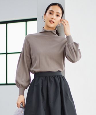 ＜自由区 (Women)＞【洗える】ソフトウールハイゲージパフスリーブハイネック　ニット（ＫＲＷＭＳＷ０４５１）