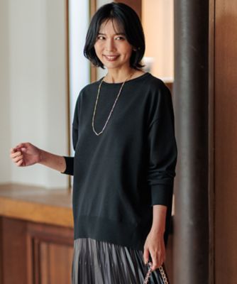 洗える】ウールコットンストレッチ オーバーサイズ ニット