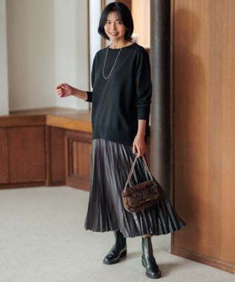 洗える】ウールコットンストレッチ オーバーサイズ ニット