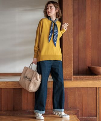 洗える】ウールコットンストレッチ オーバーサイズ ニット