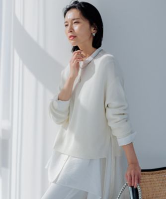 ＜23区 (Women)＞【Ｏｇｇｉ４月号掲載／洗える】ガータークロップド　ニット（ＫＲＷＯＣＭ０３５６）