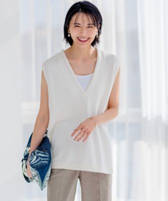 洗える】コットンコード ニットベスト（KRWOCM0359