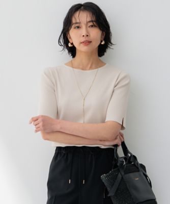 洗える】レーヨンポリエステルストレッチ 5分袖 ニット