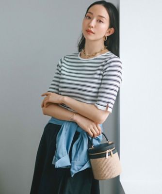 洗える】レーヨンポリエステルストレッチ 5分袖 ニット